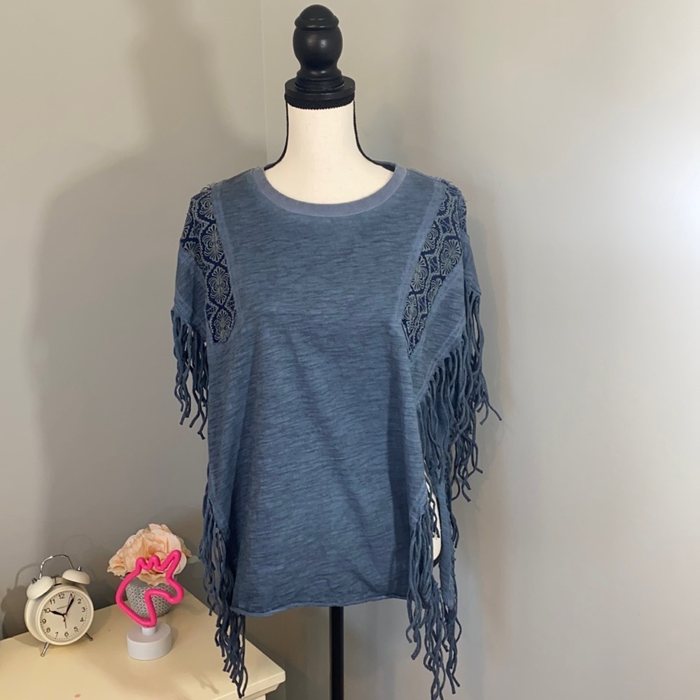 Umgee Poncho Fringe Top